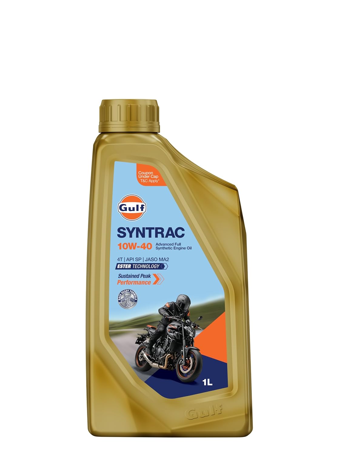 Gulf SYNTRAC 10W40 API SP, JASO MA2 Ester Technology 100% Full Synthetic Bike Engine Oil