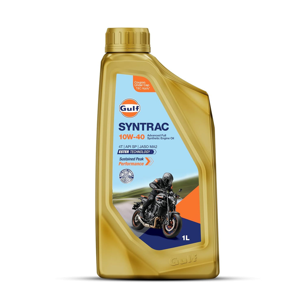 Gulf SYNTRAC 10W40 API SP, JASO MA2 Ester Technology 100% Full Synthetic Bike Engine Oil